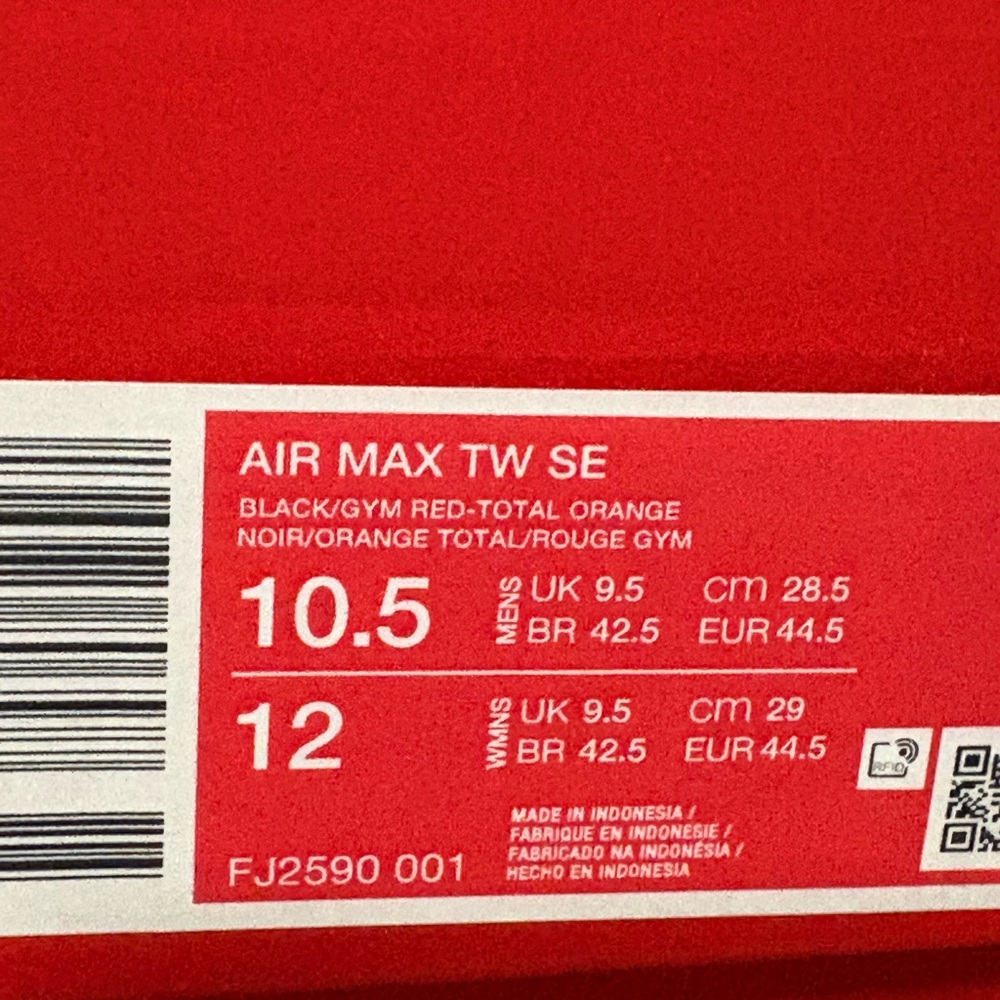 New Nike Air Max TW SE Total Orange Red Black Mens Sneakers Retro Athletic Shoes - Picture 16 of 16